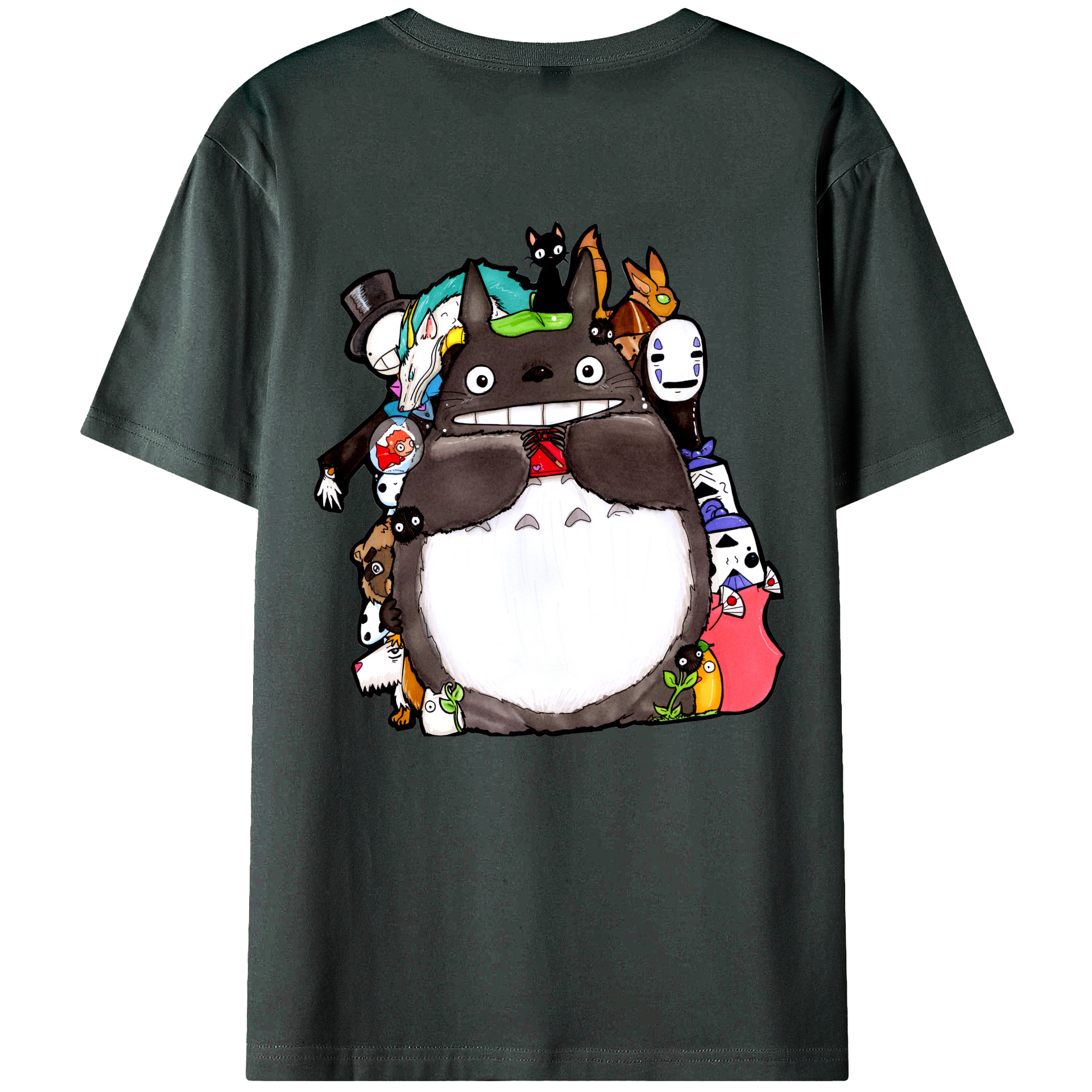 （画像用） となりのトトロ 草壁メイ 草壁サツキ My Neighbor Totoro Satsuki Kusakabe Mei Kusakabe 綿100％ メンズ半袖Tシャツ（バックプリント） 通気性